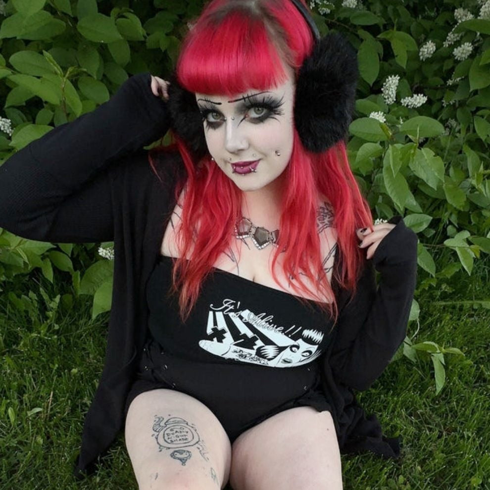 Its Alive Zombie Corset Lace-Up Strapless Top S