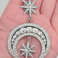 Killstar Zephirah Earring Celestial Silver Crescent Moon Crystal Star Chandelier
