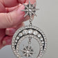Killstar Zephirah Earring Celestial Silver Crescent Moon Crystal Star Chandelier