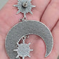 Killstar Zephirah Earring Celestial Silver Crescent Moon Crystal Star Chandelier