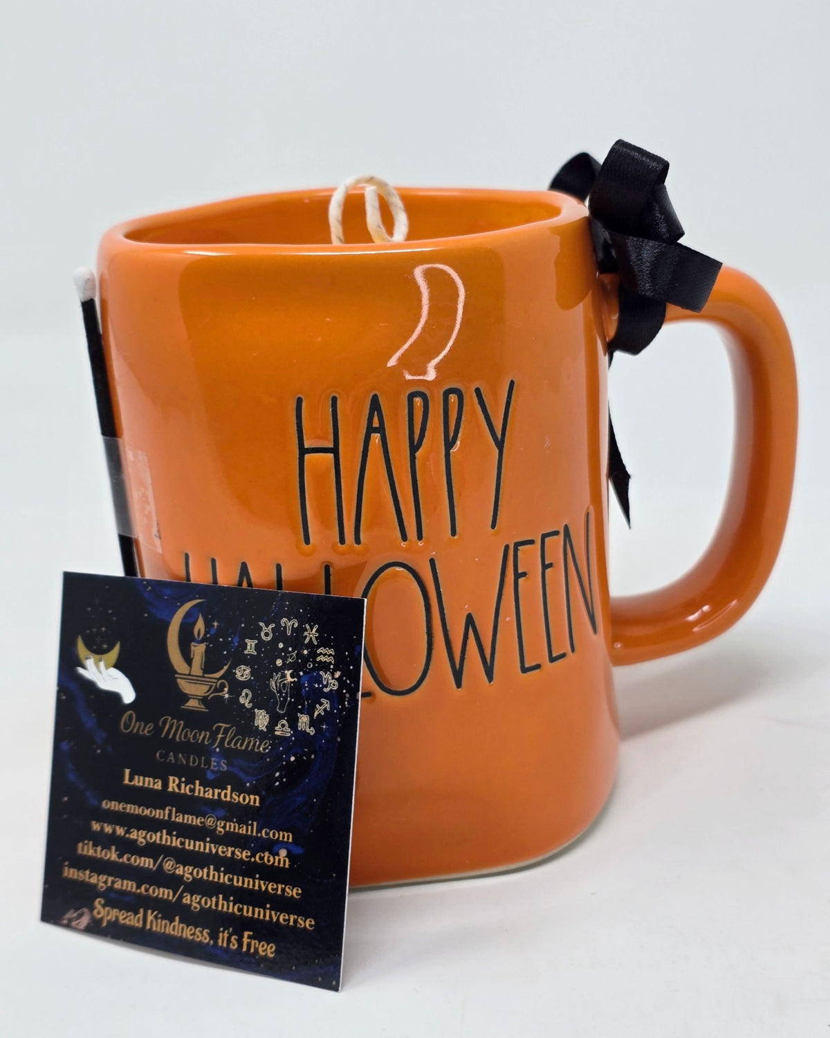 Artisan One Moon Flame Rae Dunn Happy Halloween Mug Candle Banana Nut Bread Fall Soy Wax