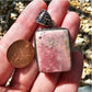 Natural Rhodochrosite Pendant | 9CTW S925 Handmade Antique Detailing Pink Silver - Artisan - Necklaces