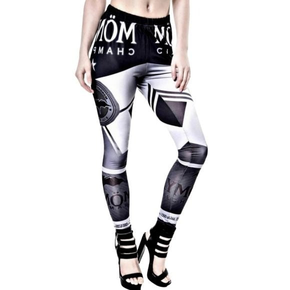 Form-Fitting Leggings | Monday Champagne | Gothic Black White Silver - Killstar - Leggings