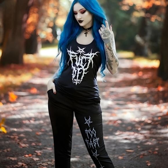 FŮCK OFF BLACK METAL LOGO RACERBACK TANK - Too Fast - Shirts