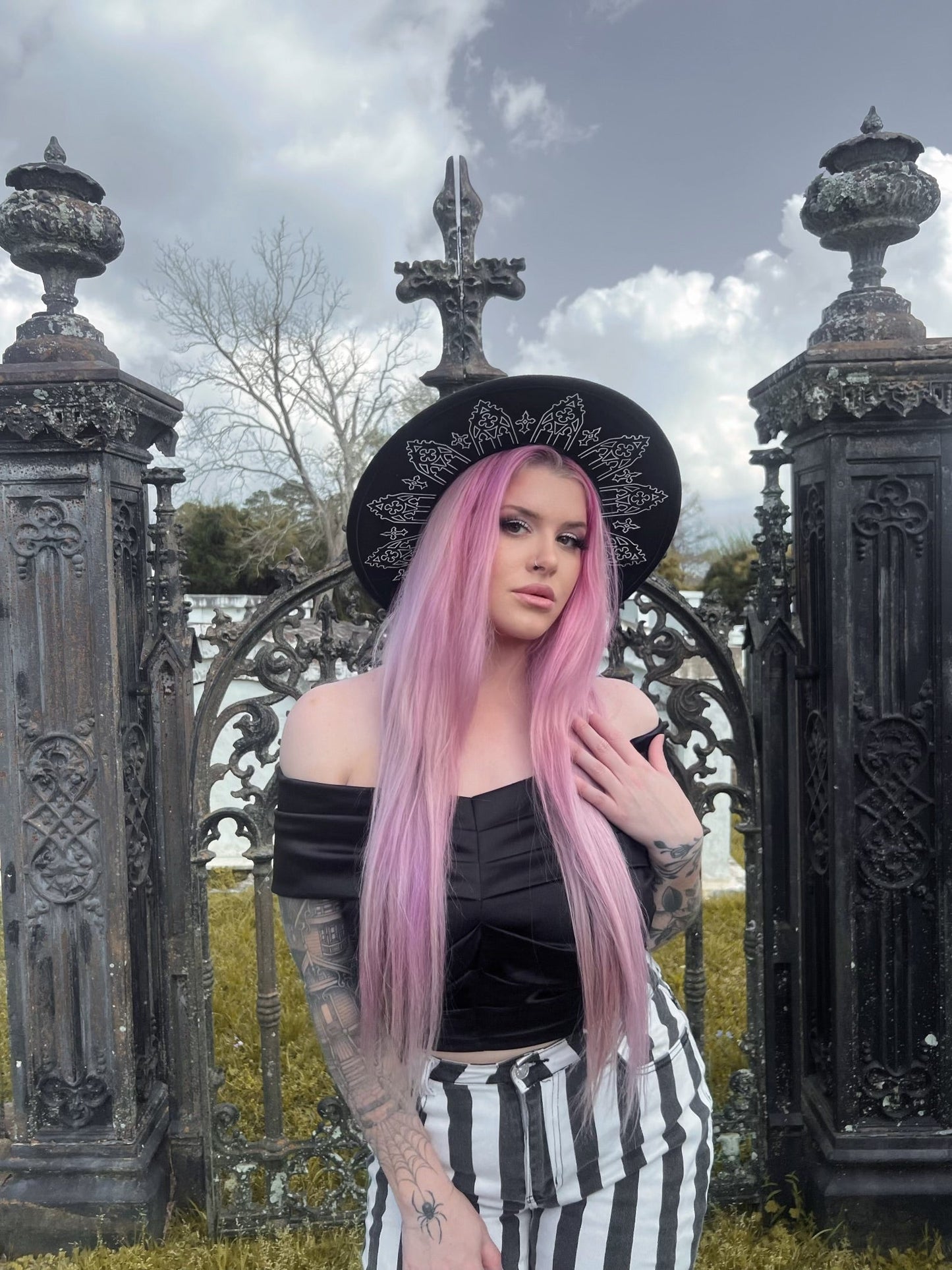 Vegan Felt Wide Brim Hat - XL Brim - "Wrought Iron Crown" - WITCHWOOD X WITCHVOID -  - 