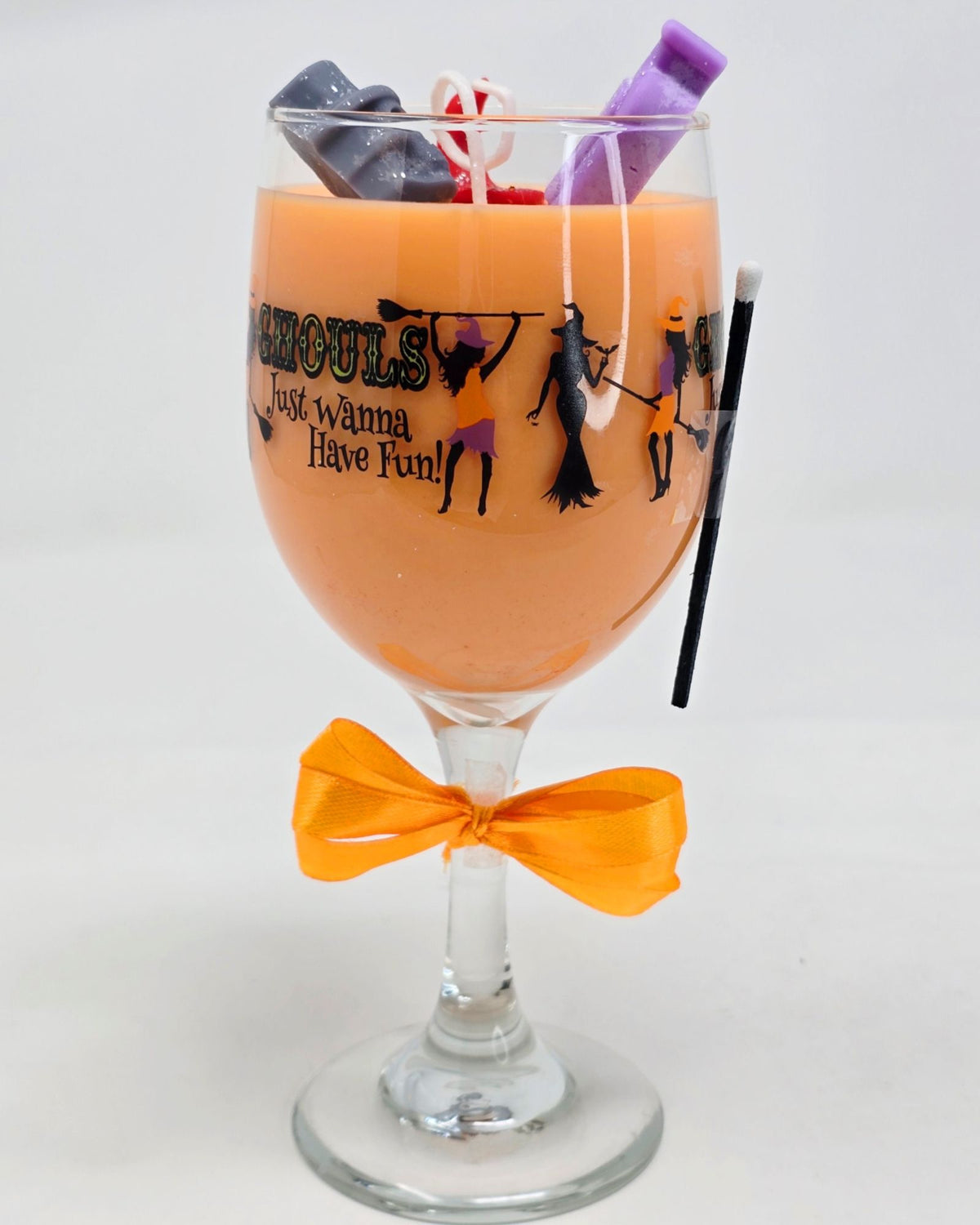Artisan One Moon Flame Midnight Coven Spritz Halloween Wine Glass 12oz Candle