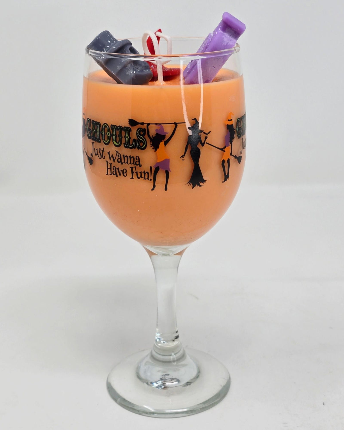 Artisan One Moon Flame Midnight Coven Spritz Halloween Wine Glass 12oz Candle