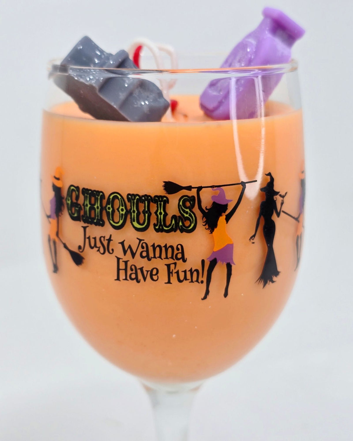 Artisan One Moon Flame Midnight Coven Spritz Halloween Wine Glass 12oz Candle