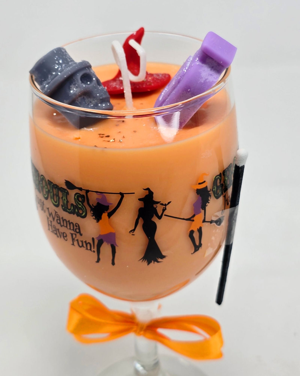 Artisan One Moon Flame Midnight Coven Spritz Halloween Wine Glass 12oz Candle