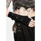 Tail Pin Arm Warmers | Black Brown Fingerless Gloves Grommet Straps Safety Pins Good Luck Tail - Tripp nyc - Arm Warmers