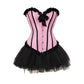 ‘American Sweetheart’ Pink Corset Dress – Coquette Balletcore Silk Dress with Gothic Flair -  - Corset Dress