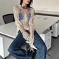 ‘Amnesia’ Spider Web Crochet Smock Top – Fairy Grunge Layering Piece for Y2K & Wasteland Punk Looks -  - Tops - Long Sleeve