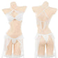 Angeline’ Angel Wings Ruffle Lingerie Set – Ethereal Costume-Inspired Two-Piece with Bikini Top & Bottom -  - Lingerie Set
