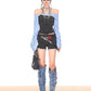 ‘Austin’ Office Siren Striped Set – Corset Long Sleeve Top & Matching Shorts for Blokecore Fall Fashion -  - Outfit