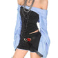 ‘Austin’ Office Siren Striped Set – Corset Long Sleeve Top & Matching Shorts for Blokecore Fall Fashion -  - Outfit