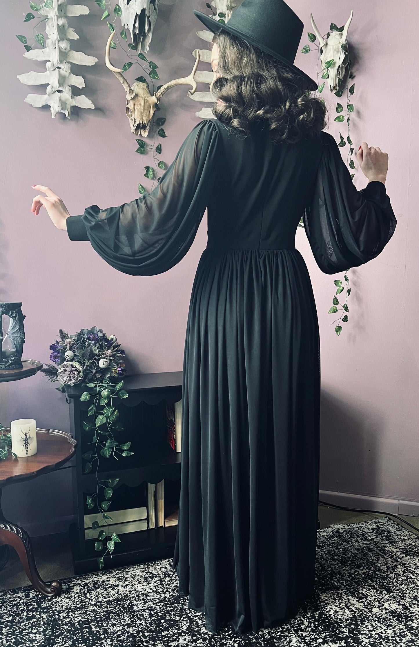 Minerva - Hauntingly Dramatic Mesh Maxi Dress with Built In Shorts  - READY TO SHIP -  - 