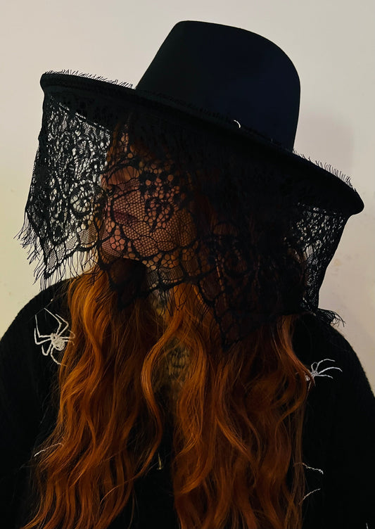 Vegan Felt Hat - Mourning Collection - Funeral Lace -  - 