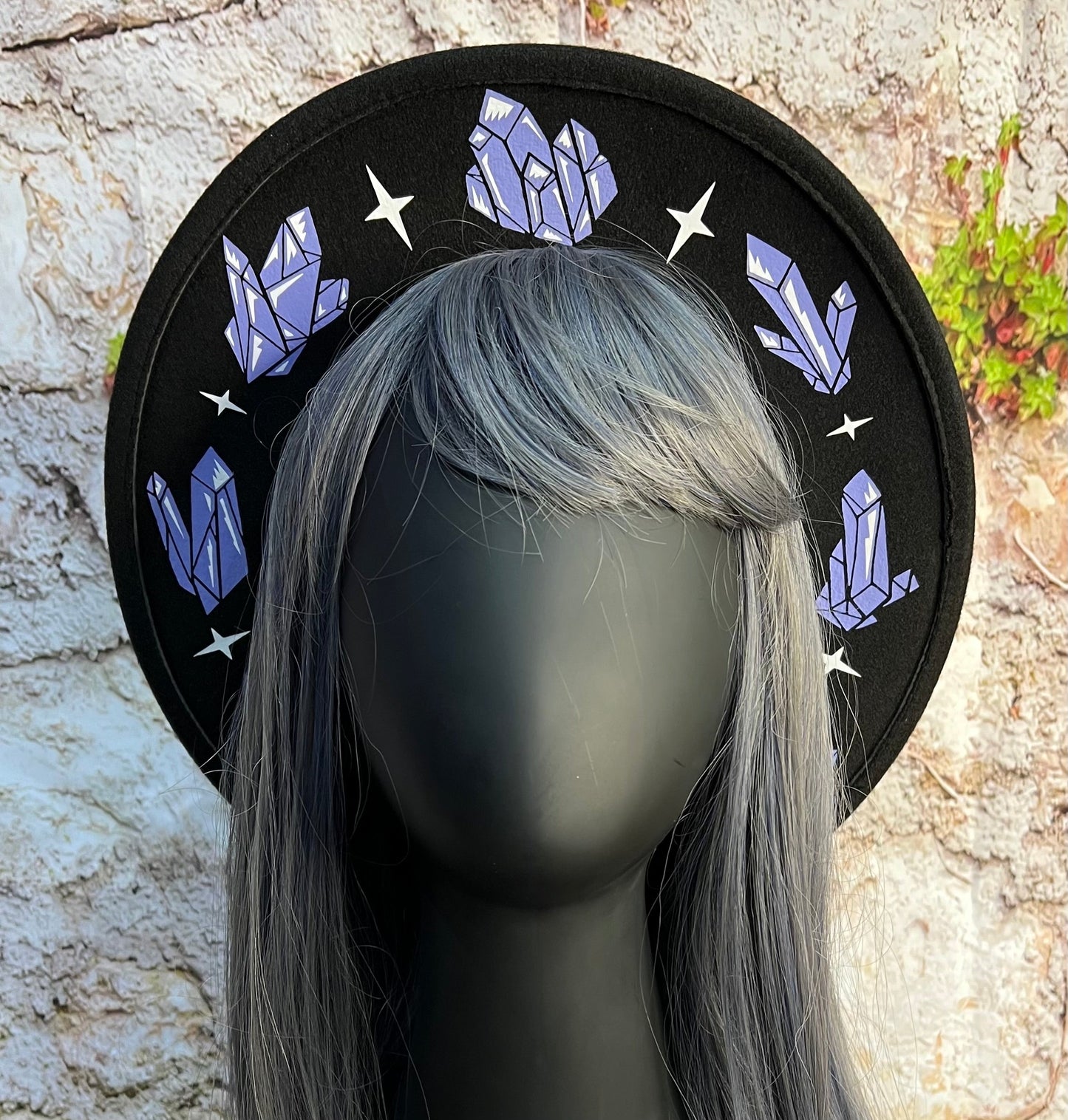Vegan Felt Wide Brim Hat - "Lavender Crystals" -  - 