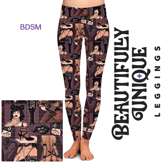 BDSM (Semi-Exclusive) - Kink Kinky Sado S&M Valentine's Day Love High-quality Handcrafted Vibrant Leggings -  - Leggings