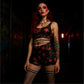 Terror Hot Shorts W/ Red Splatter Print & High Waist Fit -  - Shorts