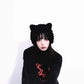 ‘Babe Bear’ Knit Ear Muff Winter Hat – Kawaii Goth Harajuku Beanie with Bear Ears -  - Ear Muff Hat