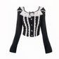 'Babe Lolita' Balletcore Lace Bowtie Shirt -  - Tops - Long Sleeve