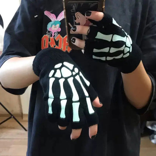 'Bare Hands' Dark Kawaii Goth Skull Skeleton Gloves -  - Gloves