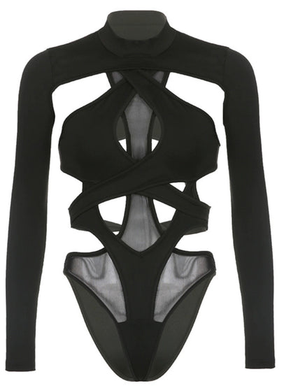 'Best Mistake' Sexy Hollow Out Tech-wear Cutout Top -  - Bodysuits