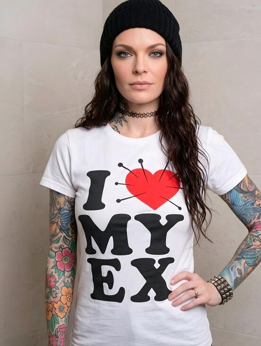Inked Shop Dirty Shirty I Hate My Ex Voodoo Heart Print Top Tee Punk Alt XS