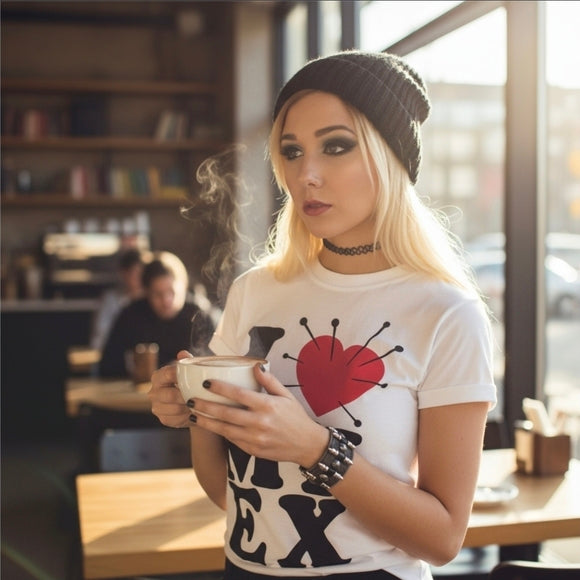 Inked Shop Dirty Shirty I Hate My Ex Voodoo Heart Print Top Tee Punk Alt XS