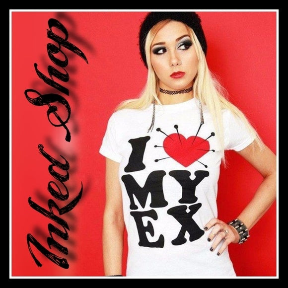 Inked Shop Dirty Shirty I Hate My Ex Voodoo Heart Print Top Tee Punk Alt XS
