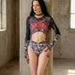 Widow Graveyard Anthem Skull Mesh Cut Out Long Sleeve Bodysuit Graphic XS