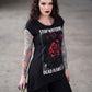 Killstar Dead Rose Stop Watering Dead Plants Slit Back Split Hem Tunic XS