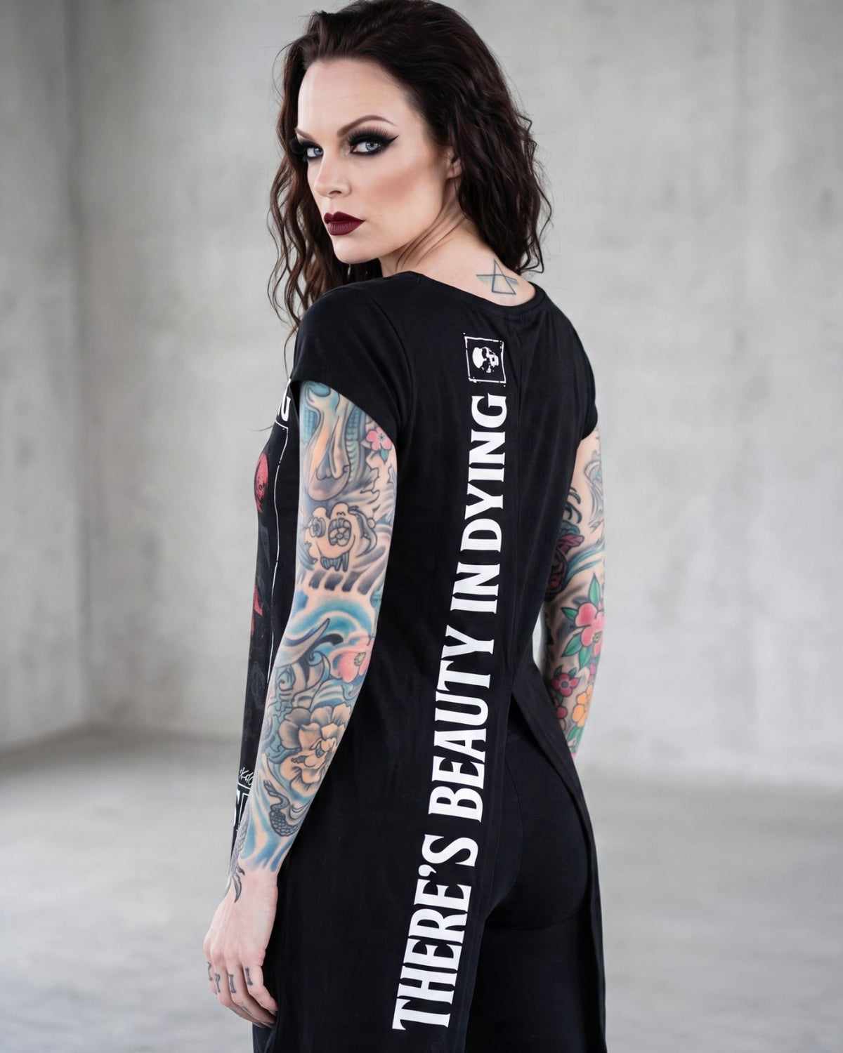 Killstar Dead Rose Stop Watering Dead Plants Slit Back Split Hem Tunic XS