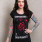 Killstar Dead Rose Stop Watering Dead Plants Slit Back Split Hem Tunic XS