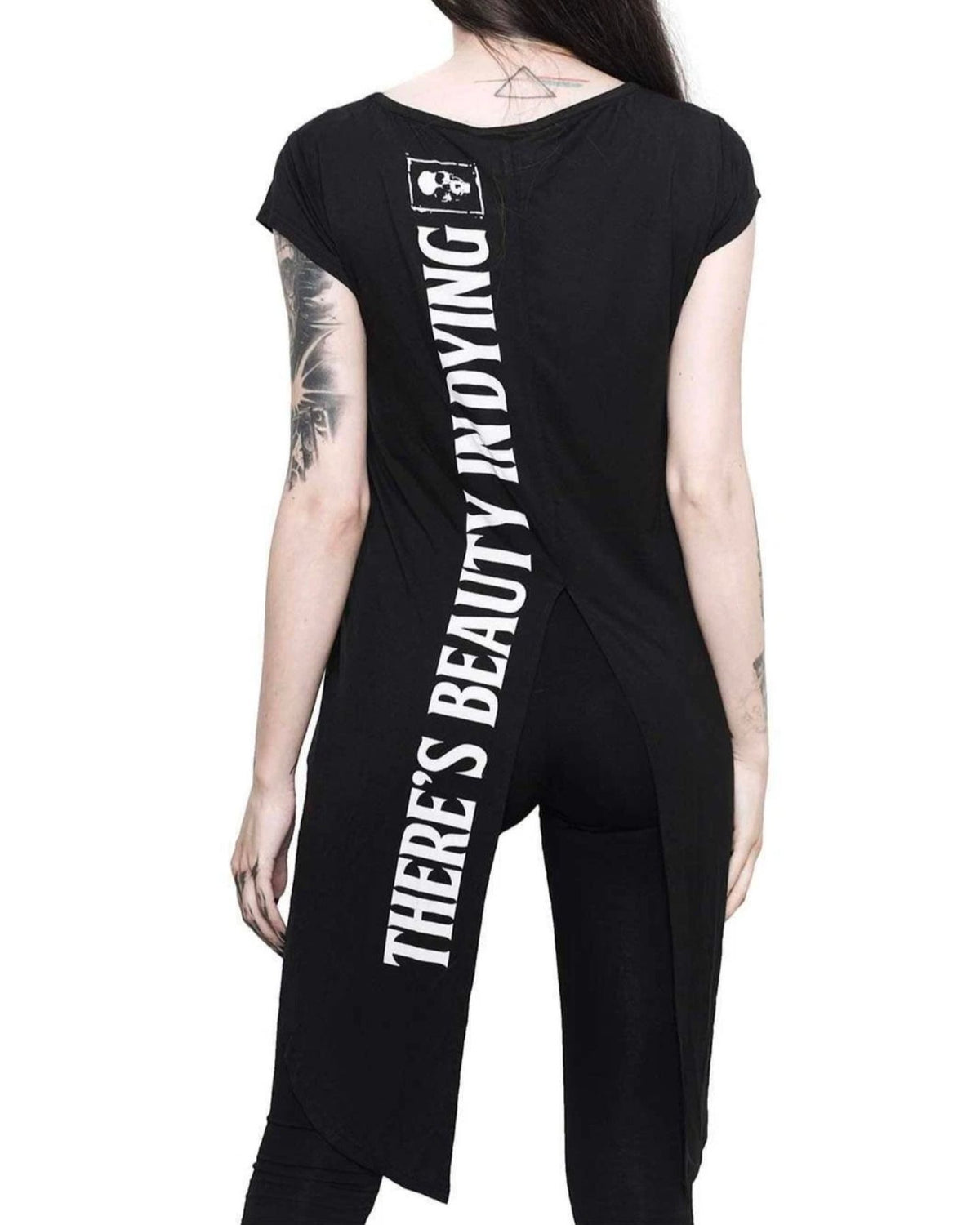 Killstar Dead Rose Stop Watering Dead Plants Slit Back Split Hem Tunic XS