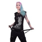 ENSLAVED ANGEL - Lace Layered Cap Sleeve Top Black -  - Tops - Short Sleeve