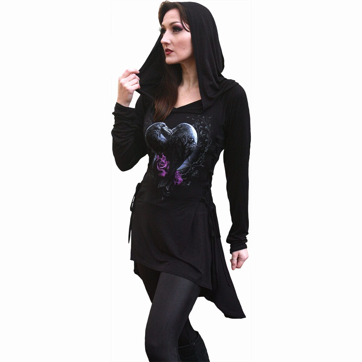 RAVEN HEART - Black Widow Gothic Hooded Dress -  - Hoodies