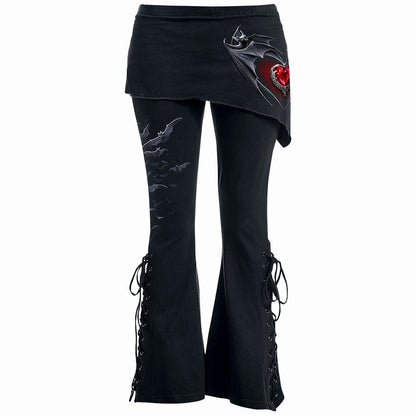 BAT'S HEART 2in1 Boot-Cut Leggings - Gothic Vampire Skirt Leggings - Alternative Fashion -  - Leggings