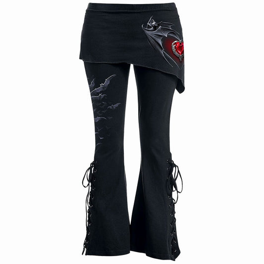 BAT'S HEART 2in1 Boot-Cut Leggings - Gothic Vampire Skirt Leggings - Alternative Fashion