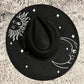Vegan Felt Hat - XL Brim - Celestial Sun & Moon -  - 