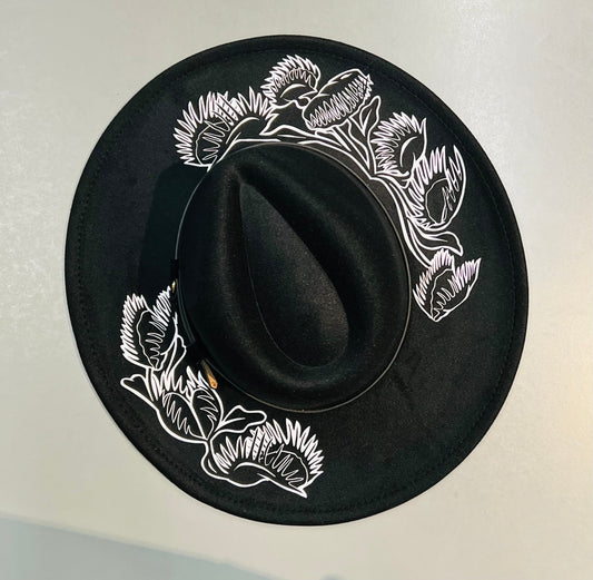 Vegan Felt Hat - XL Brim - Venus Fly Traps -  - 