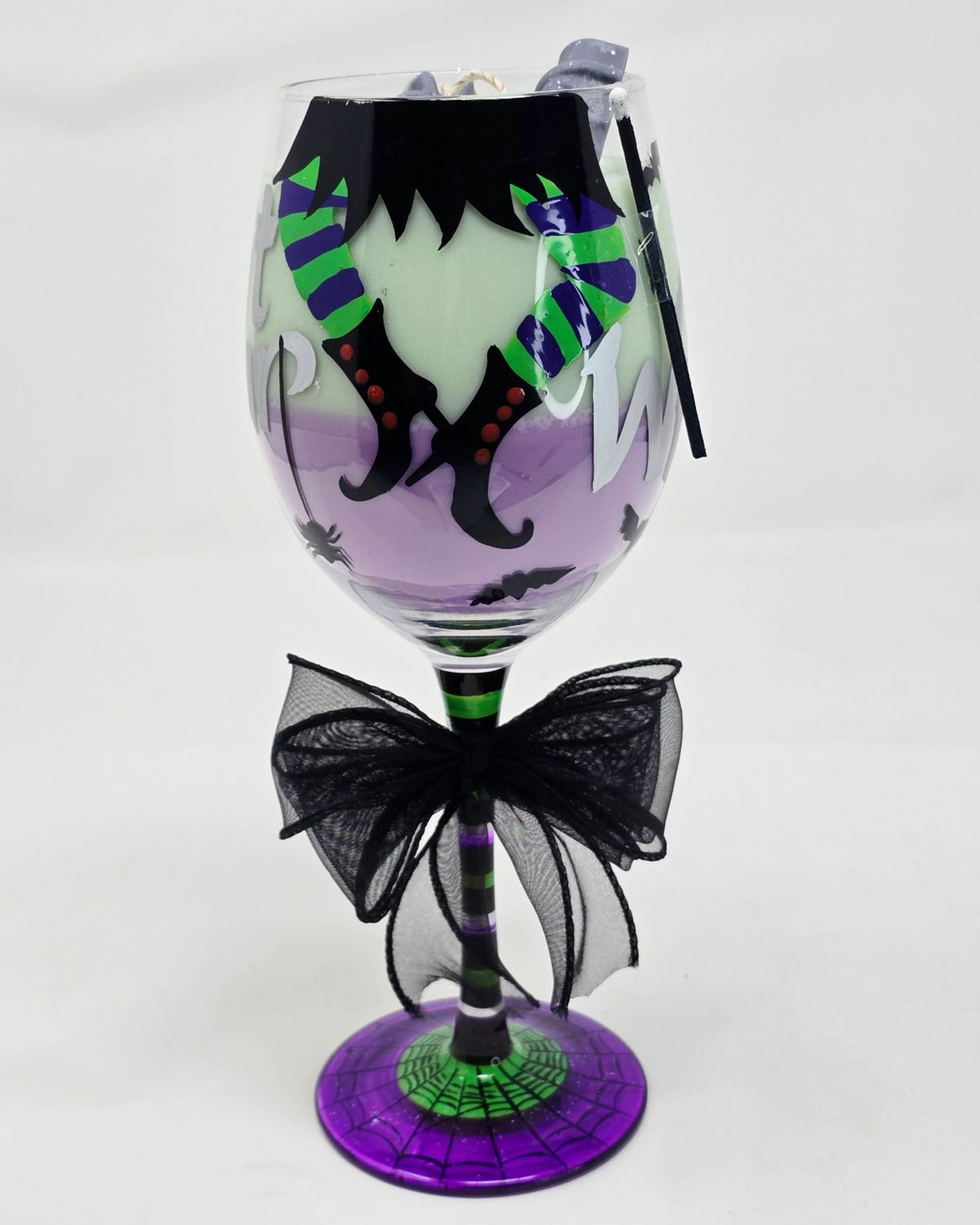 Artisan One Moon Flame Working Witch Halloween Wine Glass Candle Apple Brandy 20oz
