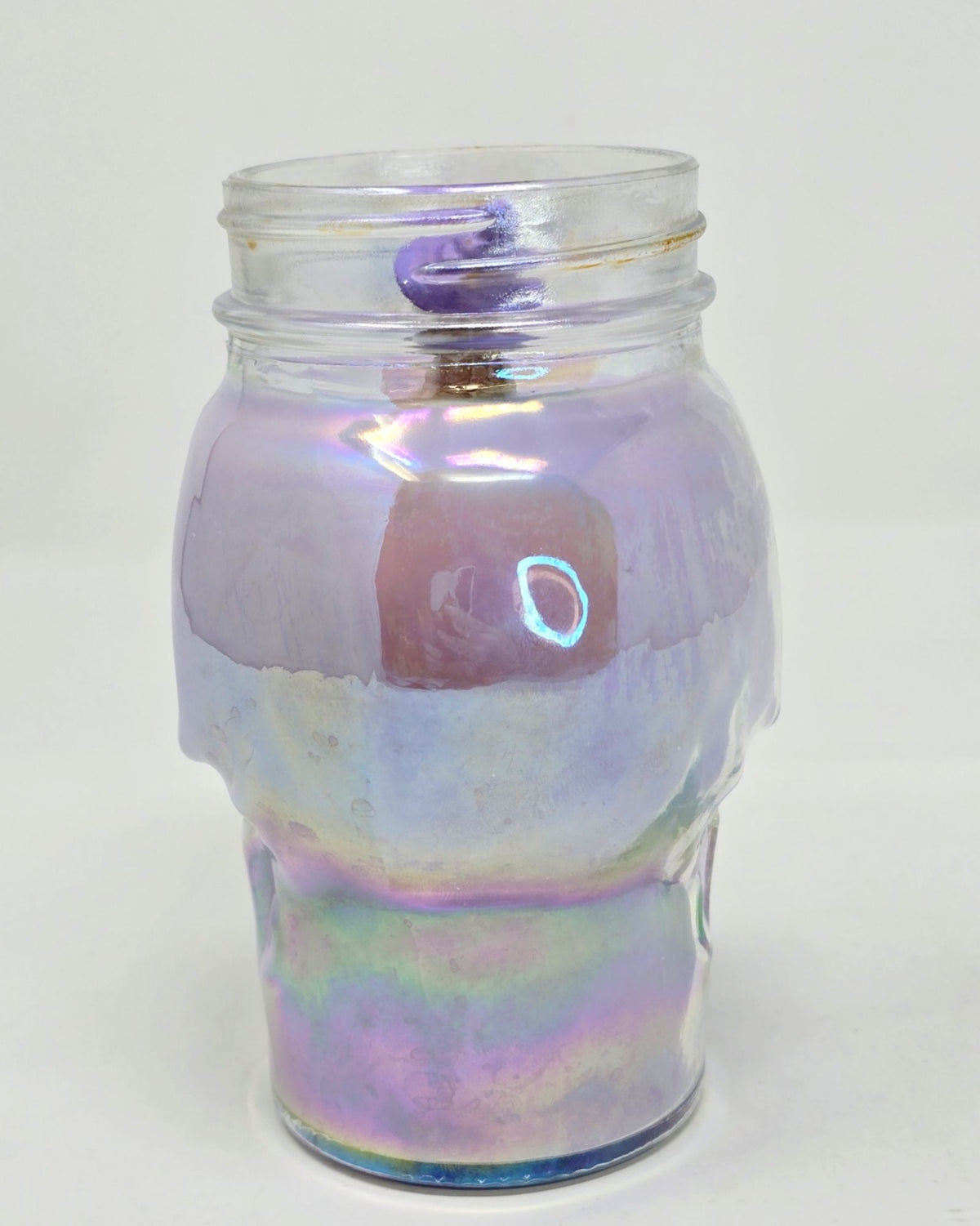 Artisan One Moon Flame Ethereal Veil Iridescent Skull Frankincense Candle