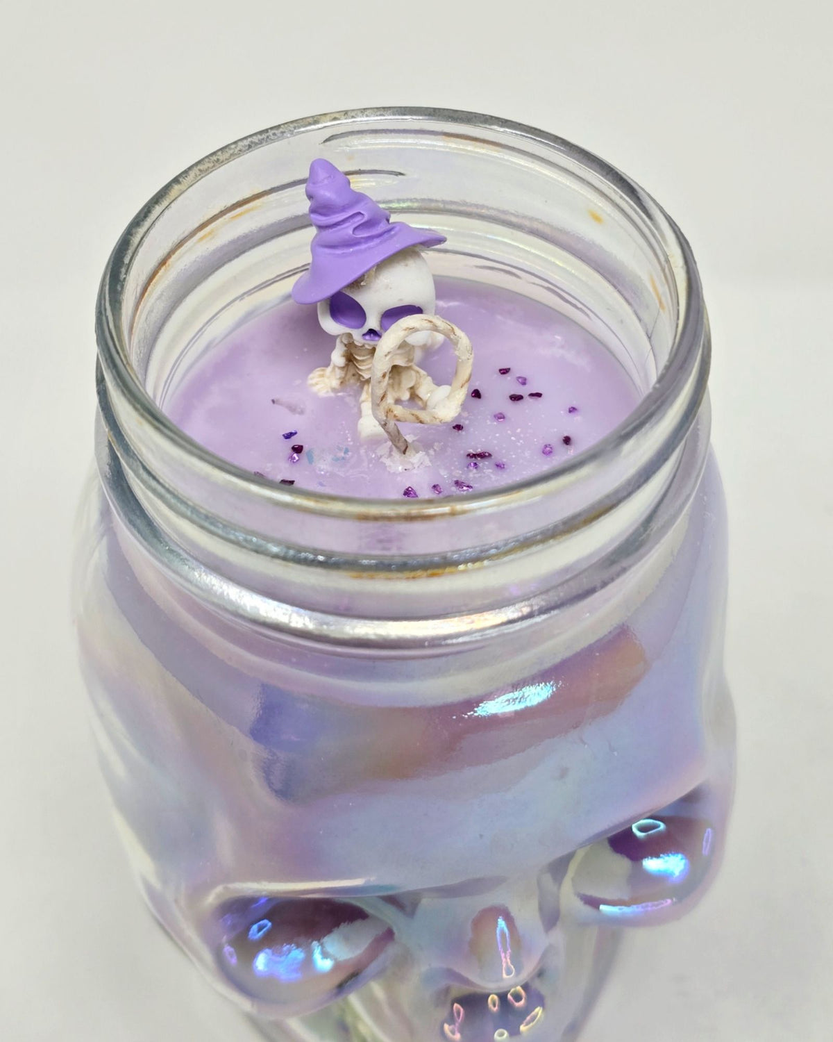 Artisan One Moon Flame Ethereal Veil Iridescent Skull Frankincense Candle