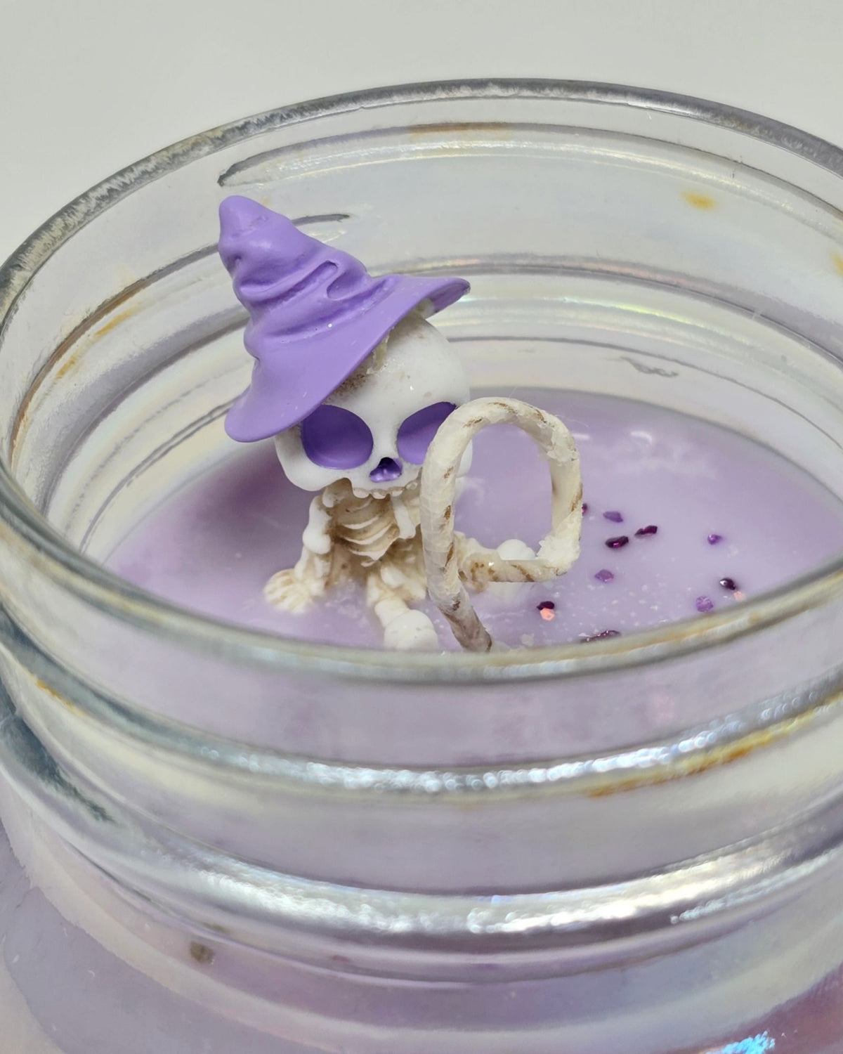 Artisan One Moon Flame Ethereal Veil Iridescent Skull Frankincense Candle