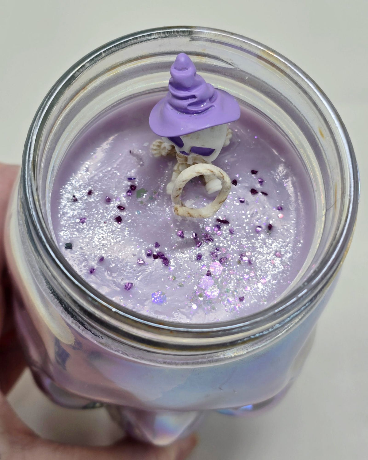 Artisan One Moon Flame Ethereal Veil Iridescent Skull Frankincense Candle