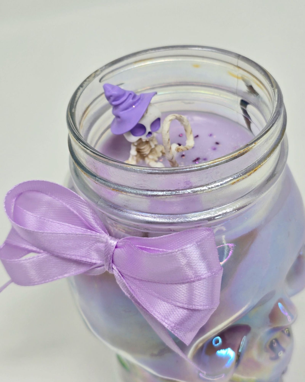 Artisan One Moon Flame Ethereal Veil Iridescent Skull Frankincense Candle