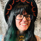 Vegan Felt Wide Brim Hat - "Orange Bat Moon" -  - 