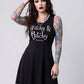 Killstar Witchy Bitchy Skater Dress Black Button Back Jersey Graphic Medium